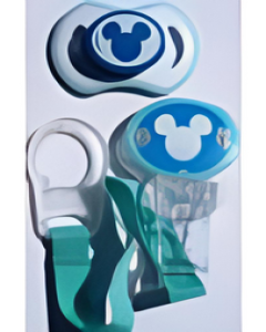 Disney™ Mikey Royal Blue head and ears on white background Soft Teal border with Matching Clip! [29d-a]